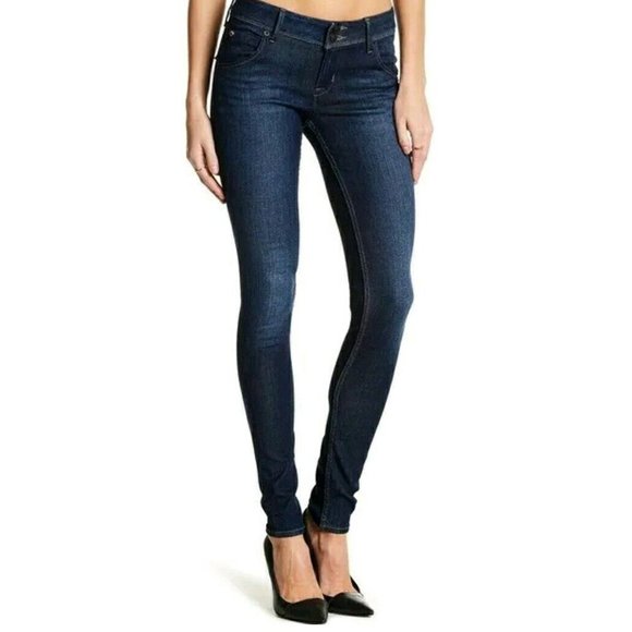 Hudson Button Flap Pocket Mid-rise Skinny Jeans Dark Denim Size 29 - Picture 6 of 6